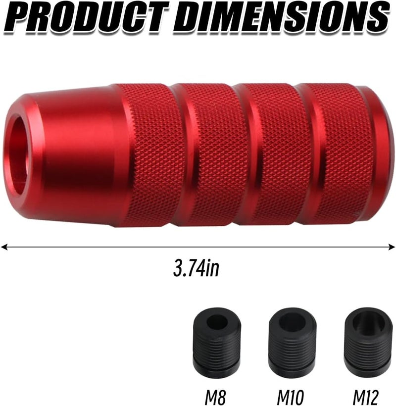 Osilly 95mm/3.74" Car Shifter Knob, Aluminum Weighted Automotive Gear Shift Manual knobs Lever with 3 Threaded Adapters M8 M10 M12 x 1.25, Universal for Manual Transmission Vehicle (Red) - Image 2